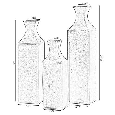 Uniquewise Antique Style Metal Bottle Shape Gold Floor Vase for Entryway, Living Room or Dining Room, Set of 3 QI004442.3